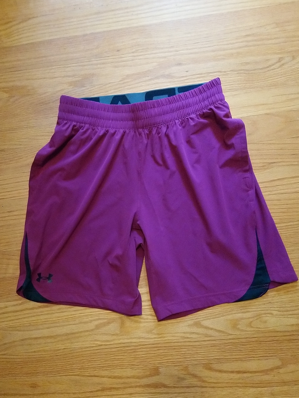 Under Armour Men's Magenta Athletic Training Shorts with Black Accents